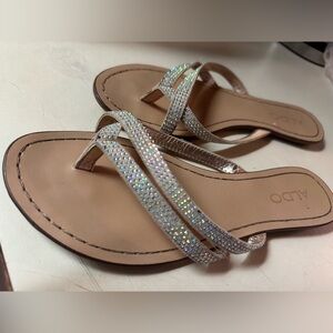 ALDO Glittering Silver and Tan Sandals